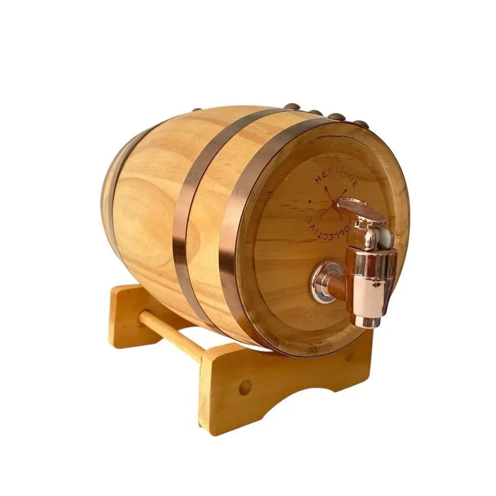 Heritage Wooden Barrel with Copper Tone Tap